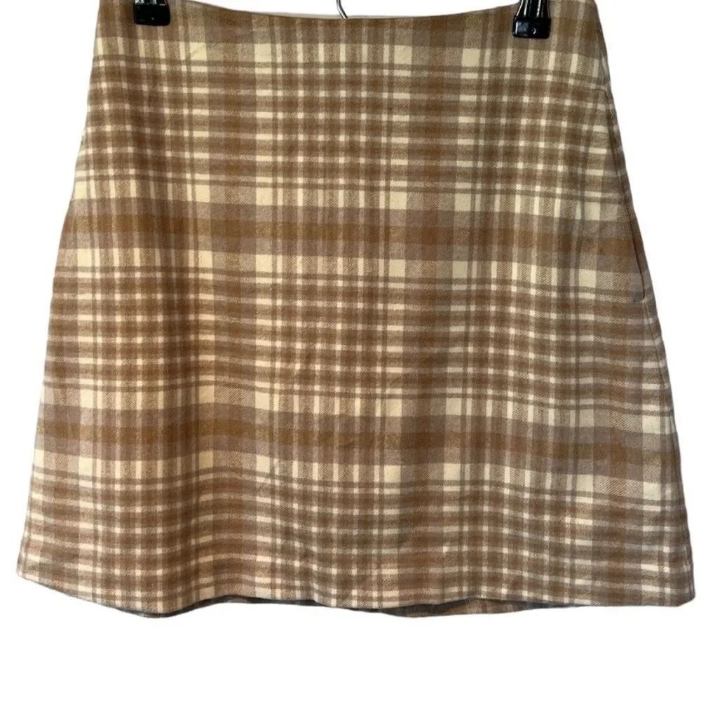Wilfred wool cashmere brown plaid A line skirt size 00